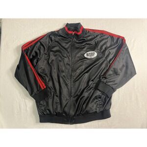 World Series of Poker Bomber Jacket 4XL Black Red Embroidered Full Zip Men